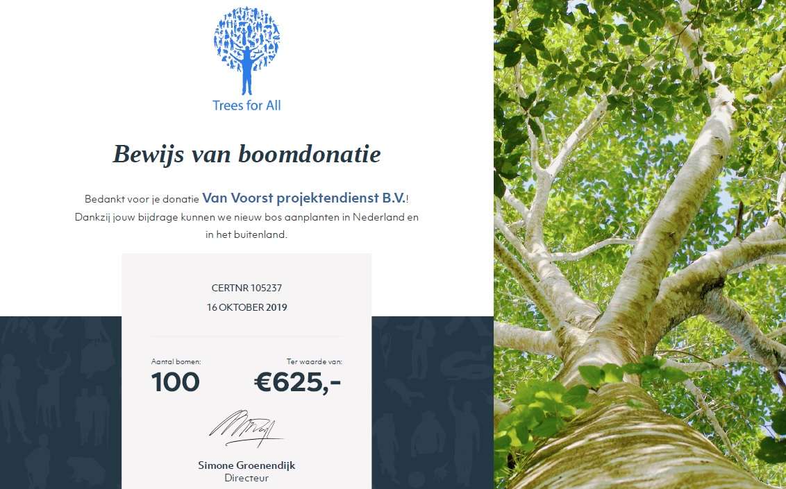 Bewijs van boomdonatie