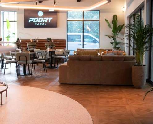 Moduleo Roots Fiastra terrazzolook rond de bar, Poort Padel